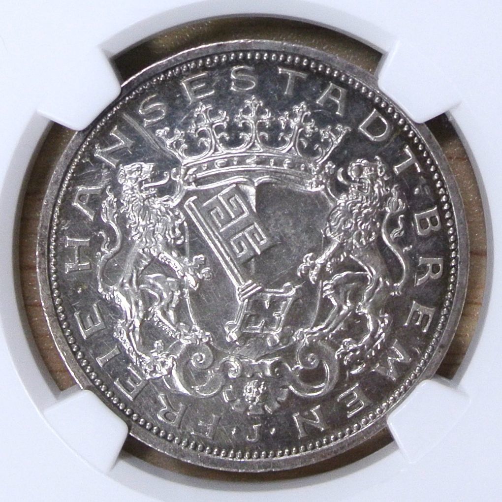 ドイツ諸邦の自由都市ブレーメン 5マルク銀貨（Proof）1906年銘: 俺の 